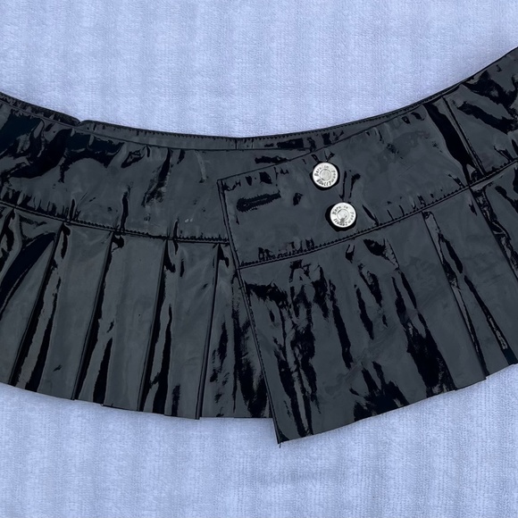 Forplay Vinyl Wet Look  Fetish Bondage Pleated Super Mini Skirt Club  Lingerie - Picture 12 of 13